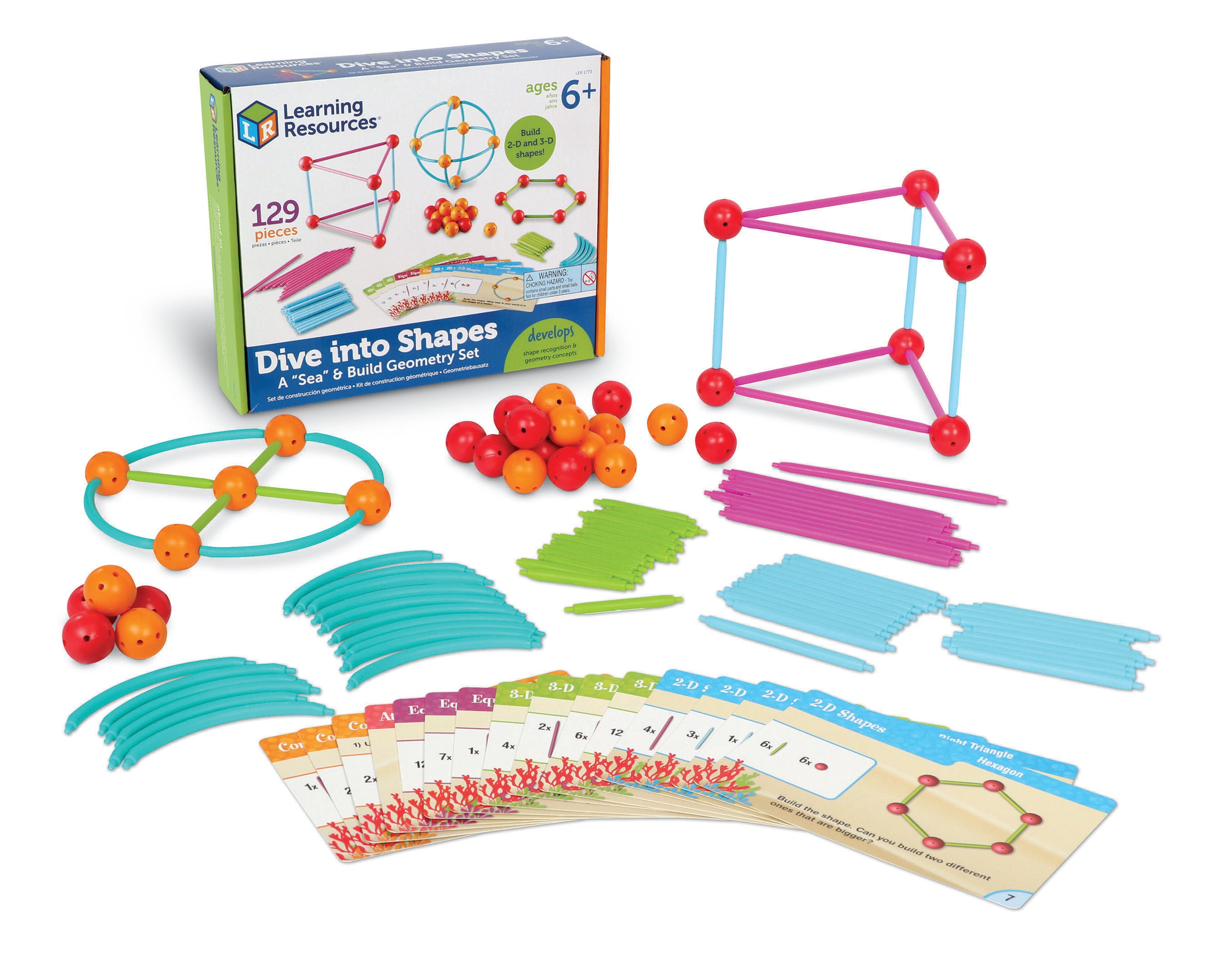 Learning Resources Dive Into Shapes, Sea and Build Geometry Set, 135 Pieces 1465313